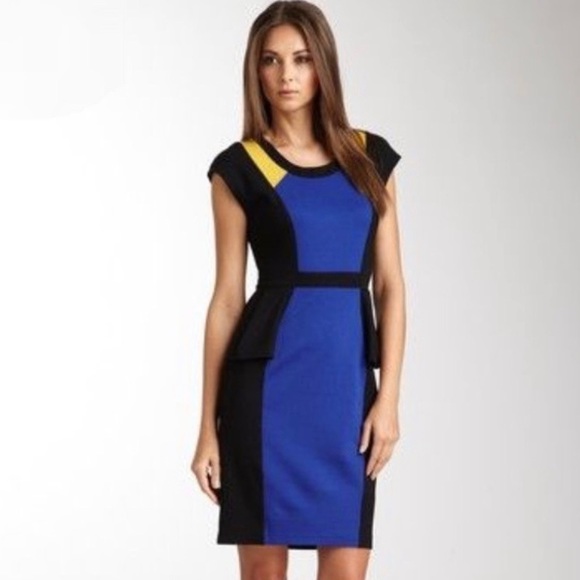 Yoana Baraschi Dresses & Skirts - Yoana Baraschi Color Block Peplum Sheath Dress